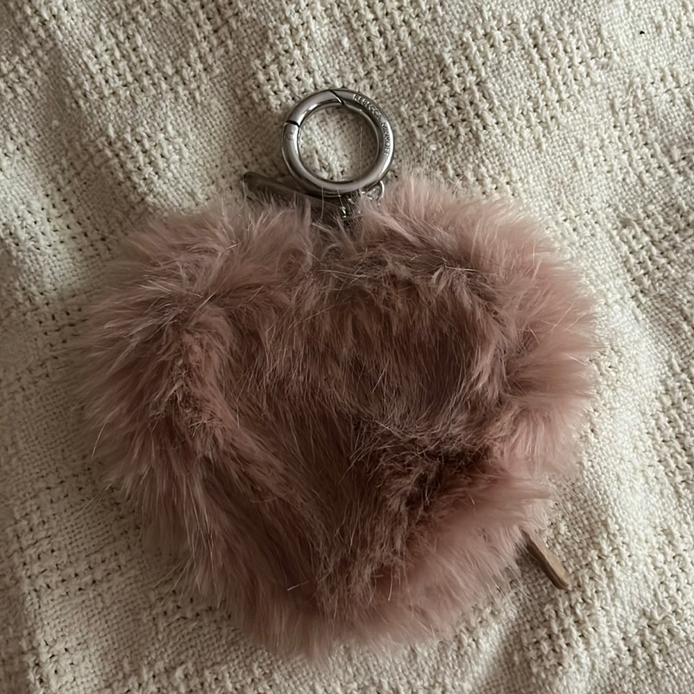 Rebecca Minkoff Mauve Faux Fur Heart Coin Purse